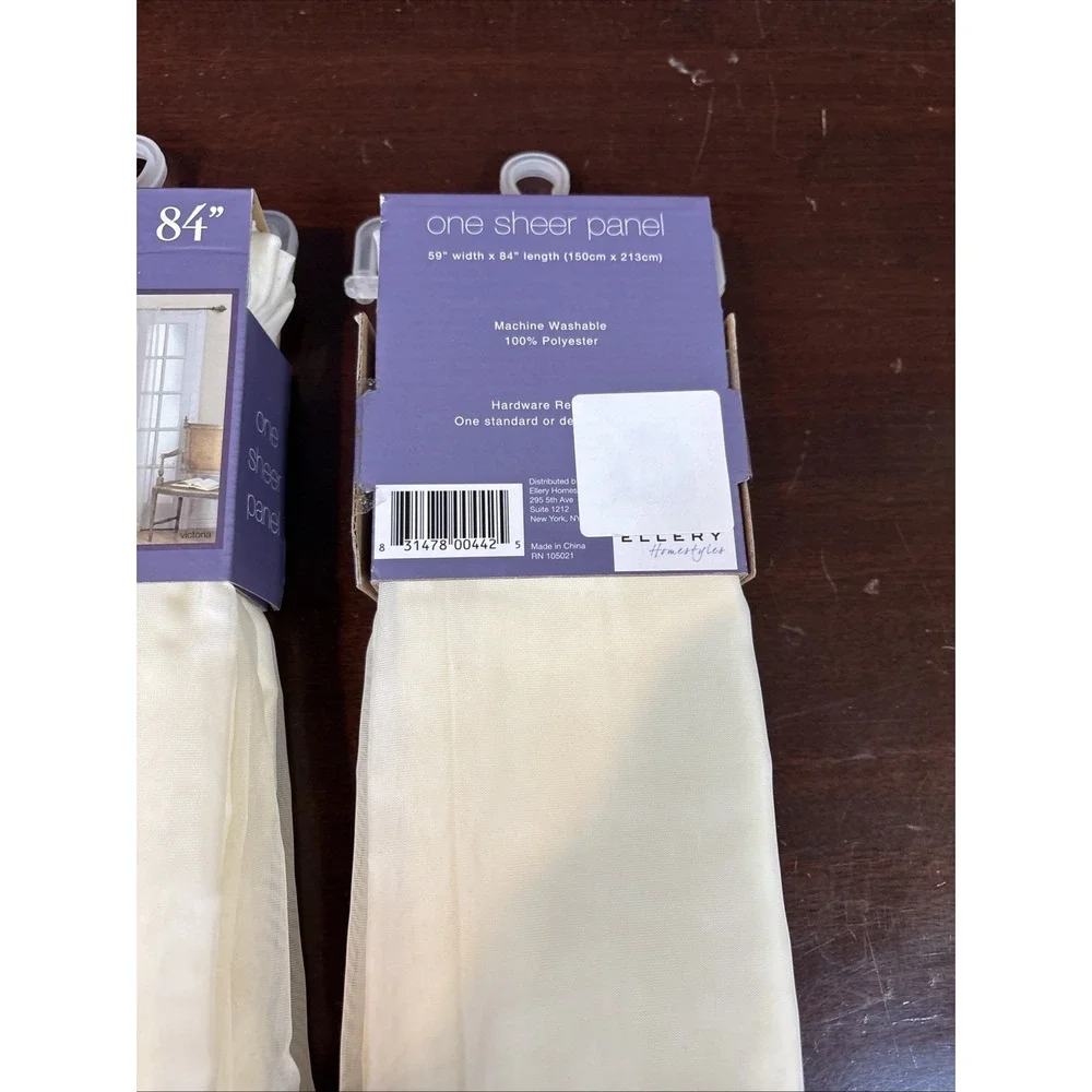 3~Ellery Homestyles Victoria Ivory Sheer Panel Curtain 59